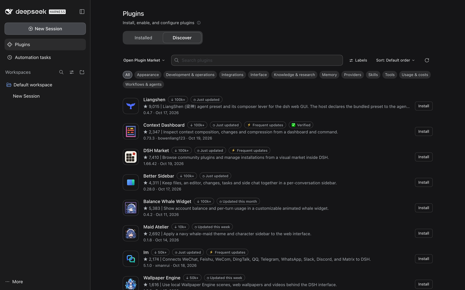 Open Plugin Market · DSH plugin market | DeepSeek Harness plugin index ...