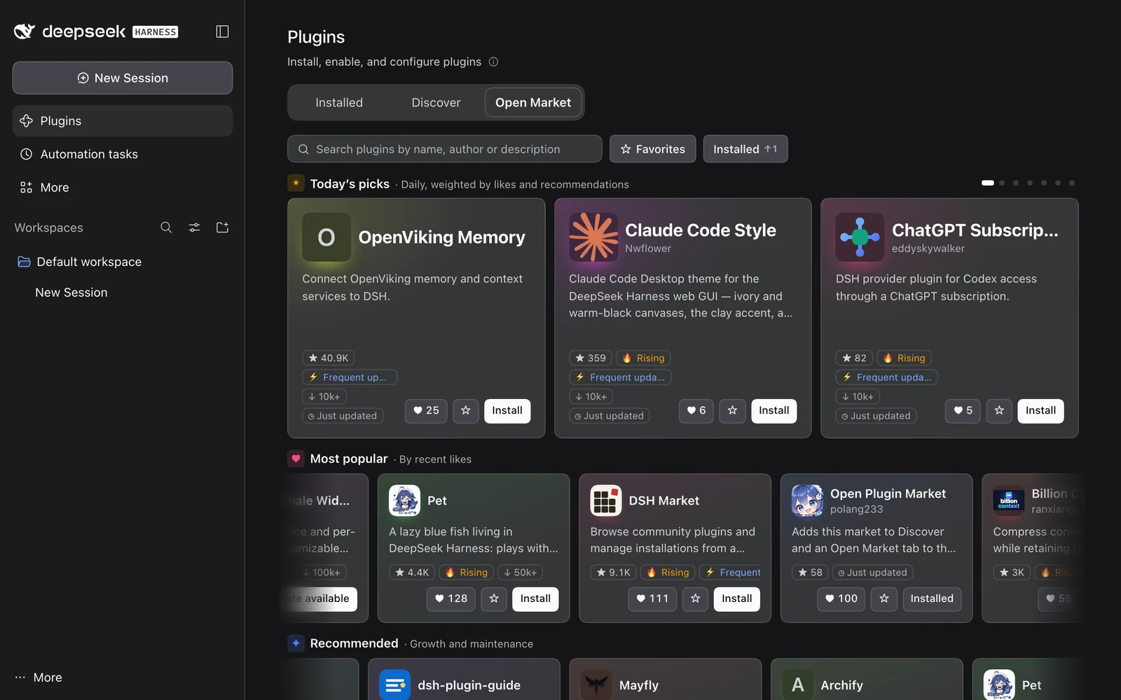 Open Plugin Market · DSH plugin market | DeepSeek Harness plugin index ...